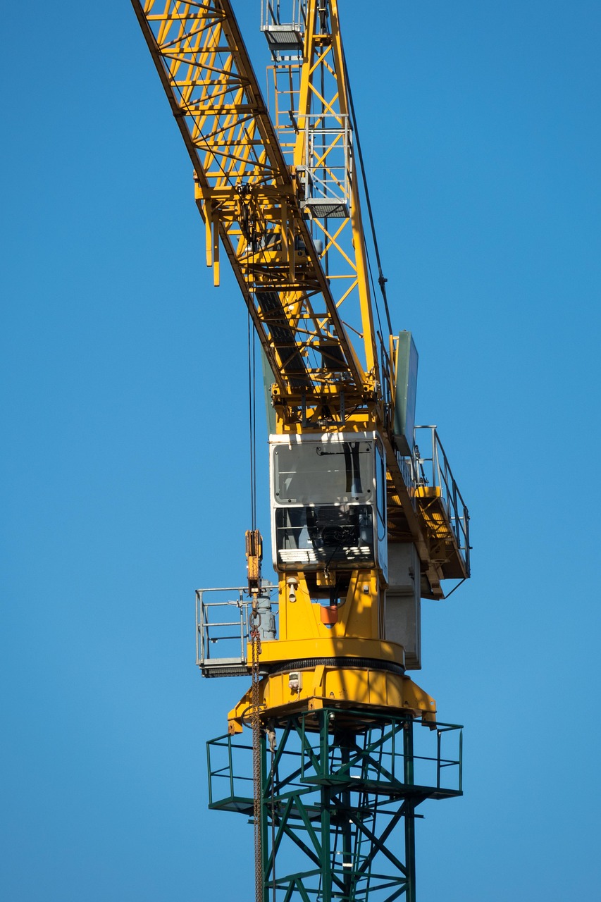 crane, construction crane, crane driver's cab, to build, construction site, construction work, load crane, lifting crane, work, industry